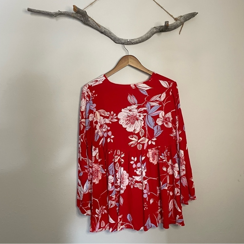 Free People Bella Red Floral Print Tunic - Picture 6 of 11